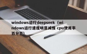 windows运行deepseek（windows运行速度明显减慢 cpu使用率百分百）