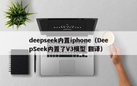 deepseek内置iphone（DeepSeek内置了V3模型 翻译）